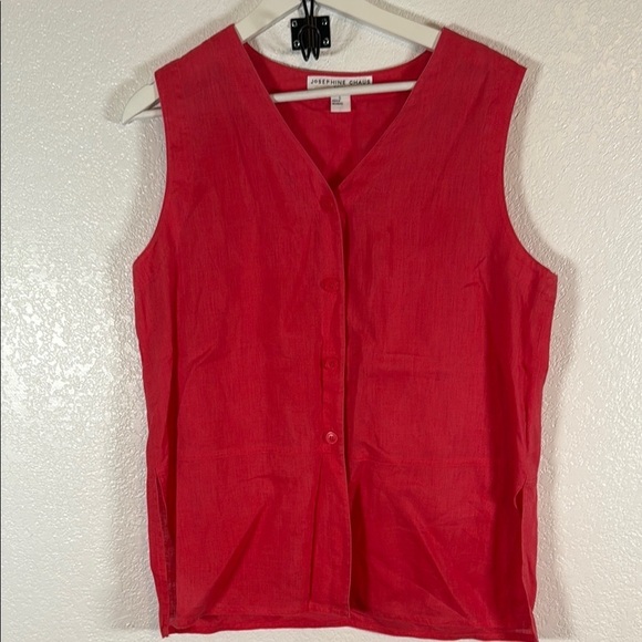 Josephine Chaus Pink Linen Short & Blouse Set Size Large Petite - Picture 1 of 9